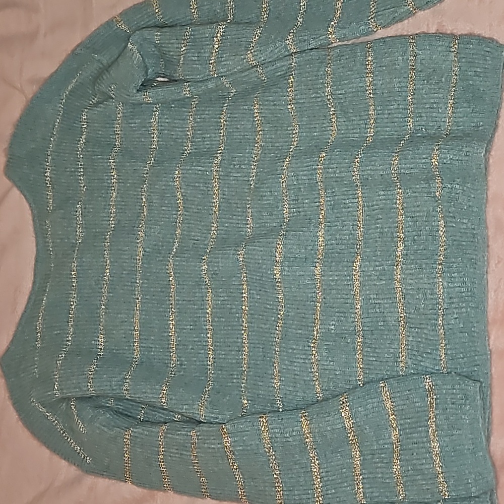 Sezane Gaspard jumper celadon gold stripe xs